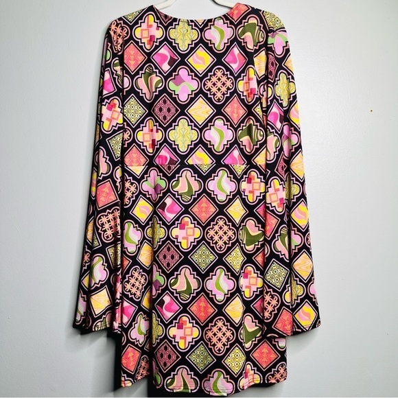 ASOS Curve Size 14 Retro Print V-Neck Flare Sleeve Mini Dress NEW - Picture 5 of 10